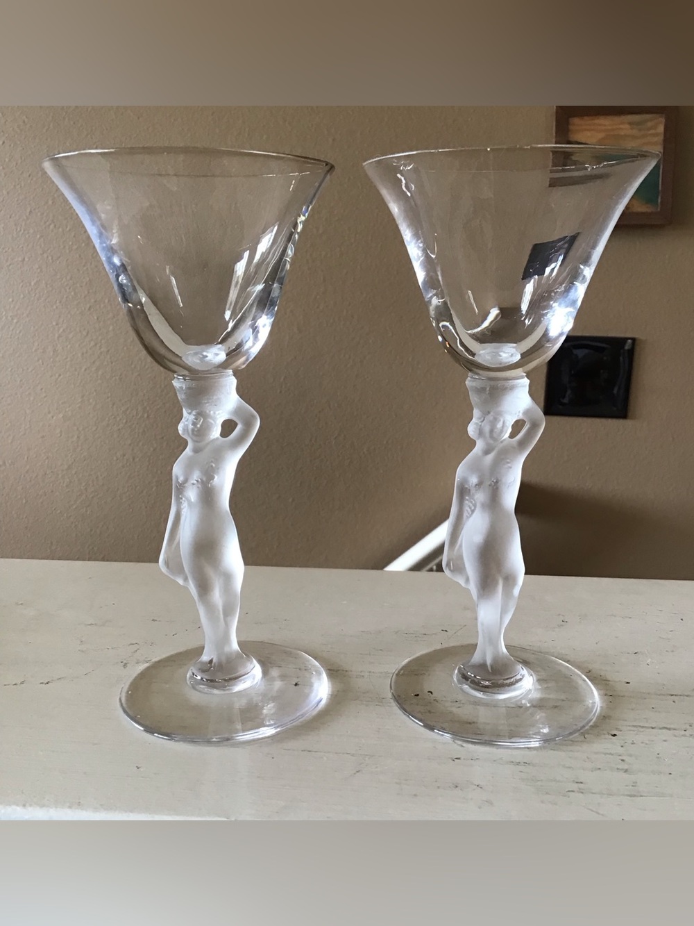 Vintage Bayel France Bacchus Uranium Nude Female Cordial Glasses